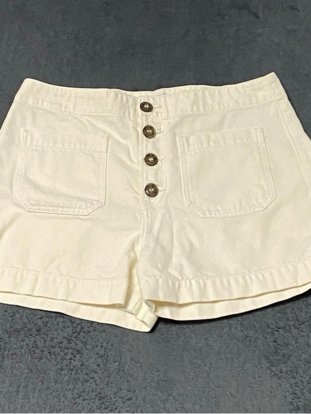 Reformation Eloise Jean Shorts Womens 31 Ivory High Waist Exposed Button Fly